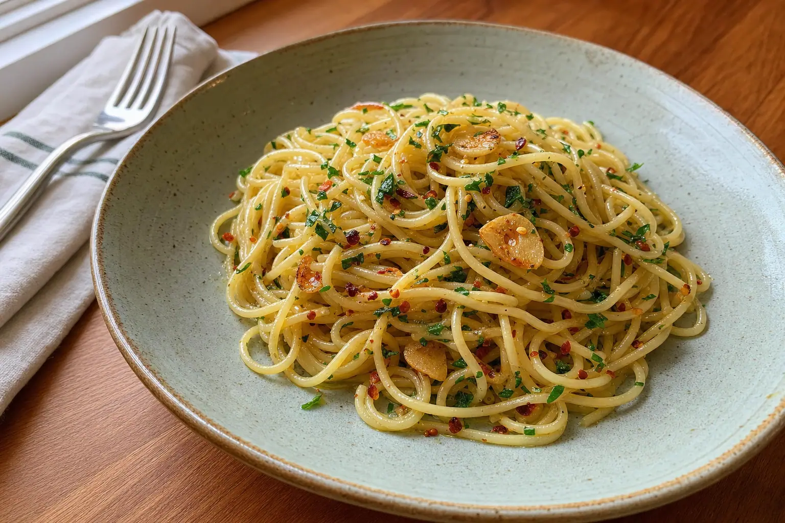 Spaghetti Aglio e Olio: pasta dinner — Dinner recipe | Afoodrink