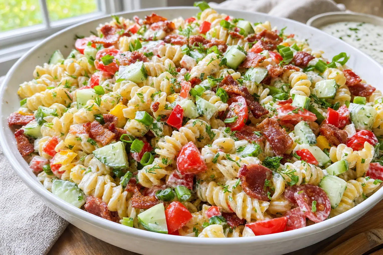 Bacon Ranch Pasta Salad: creamy bacon ranch pasta salad — Salads & sides recipe | Afoodrink