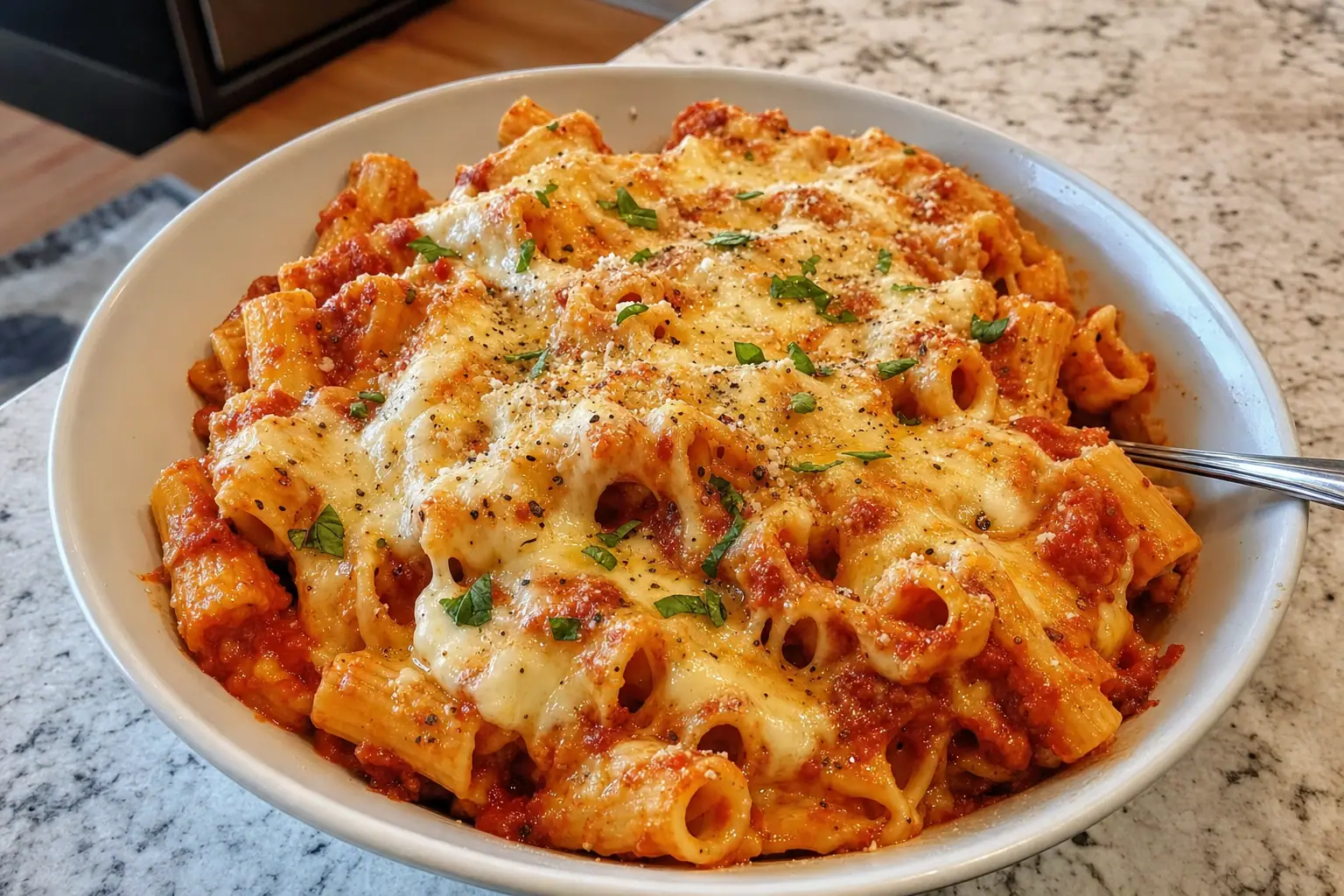 Baked Ziti Pasta with Marinara and Three Cheeses: baked ziti pasta with ricotta — Dinner recipe | Afoodrink