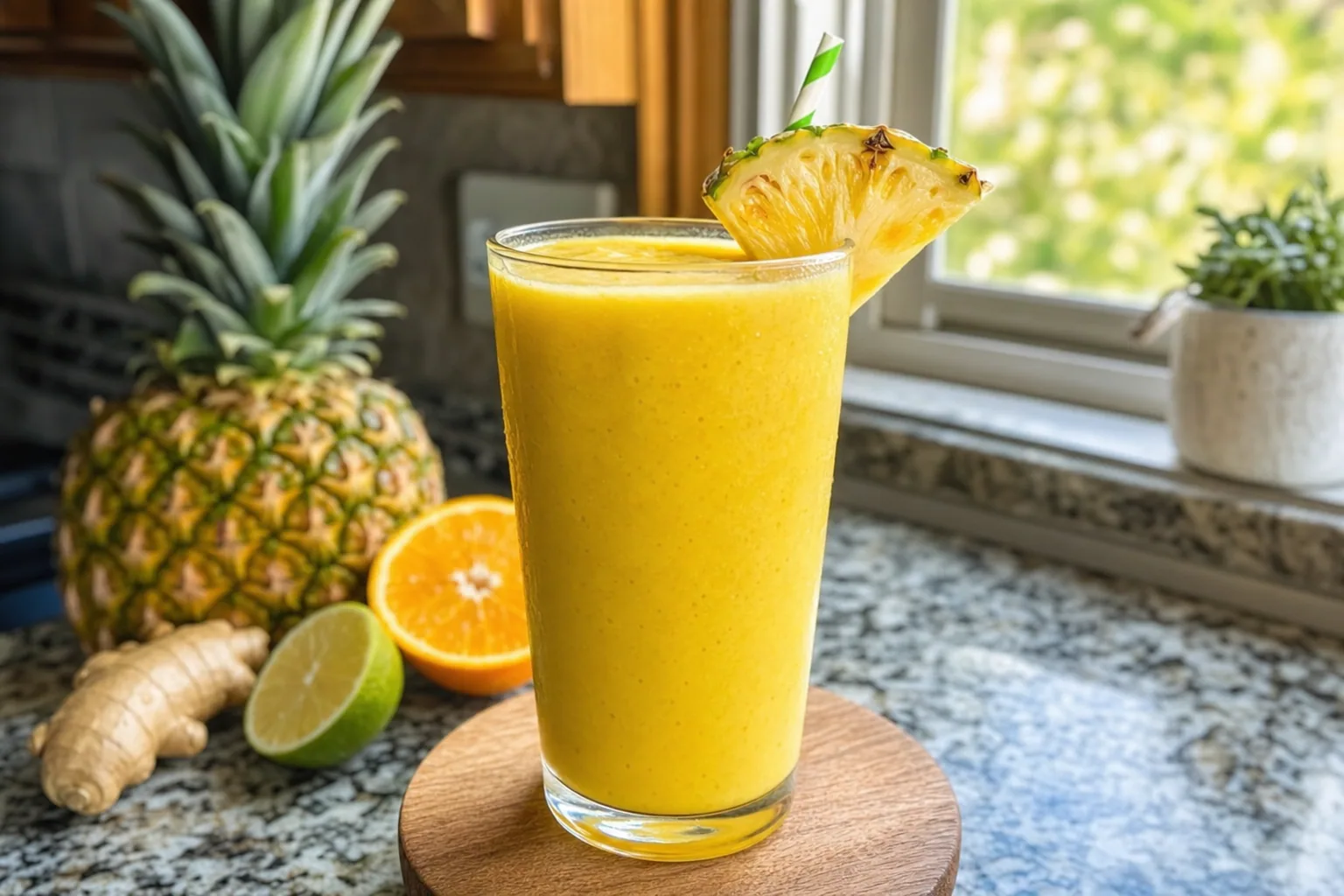 Craving Pineapple Smoothie: pineapple banana smoothie with Greek yogurt — Drinks recipe