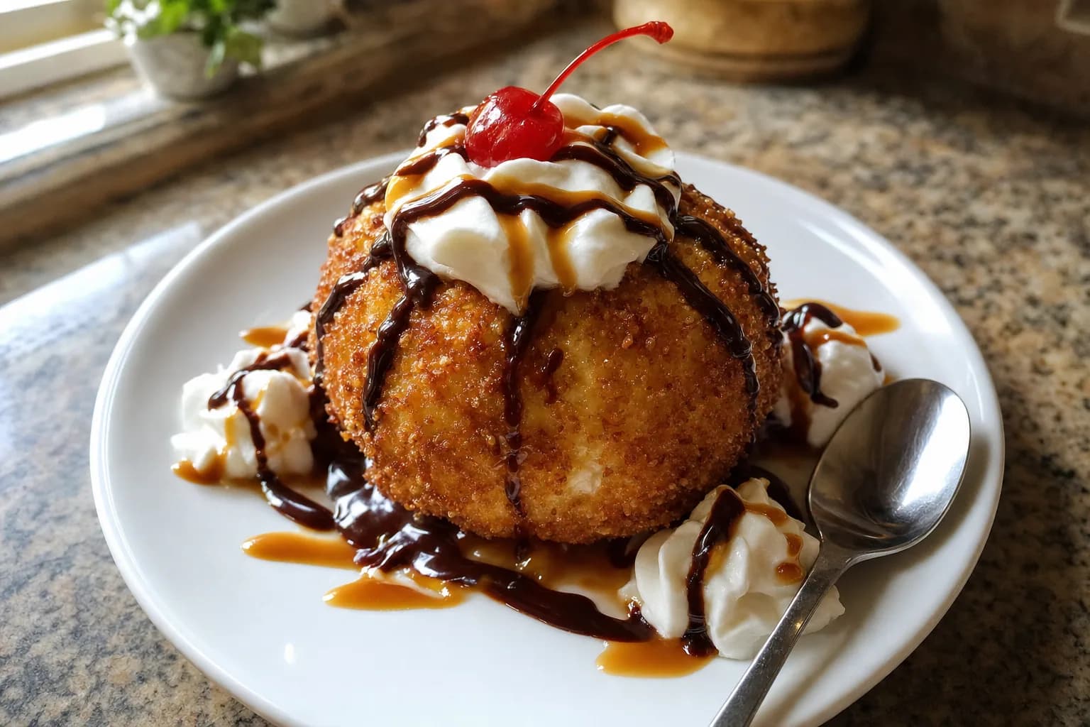 Fried Ice Cream: crispy fried ice cream with cornflakes — Desserts recipe | Afoodrink