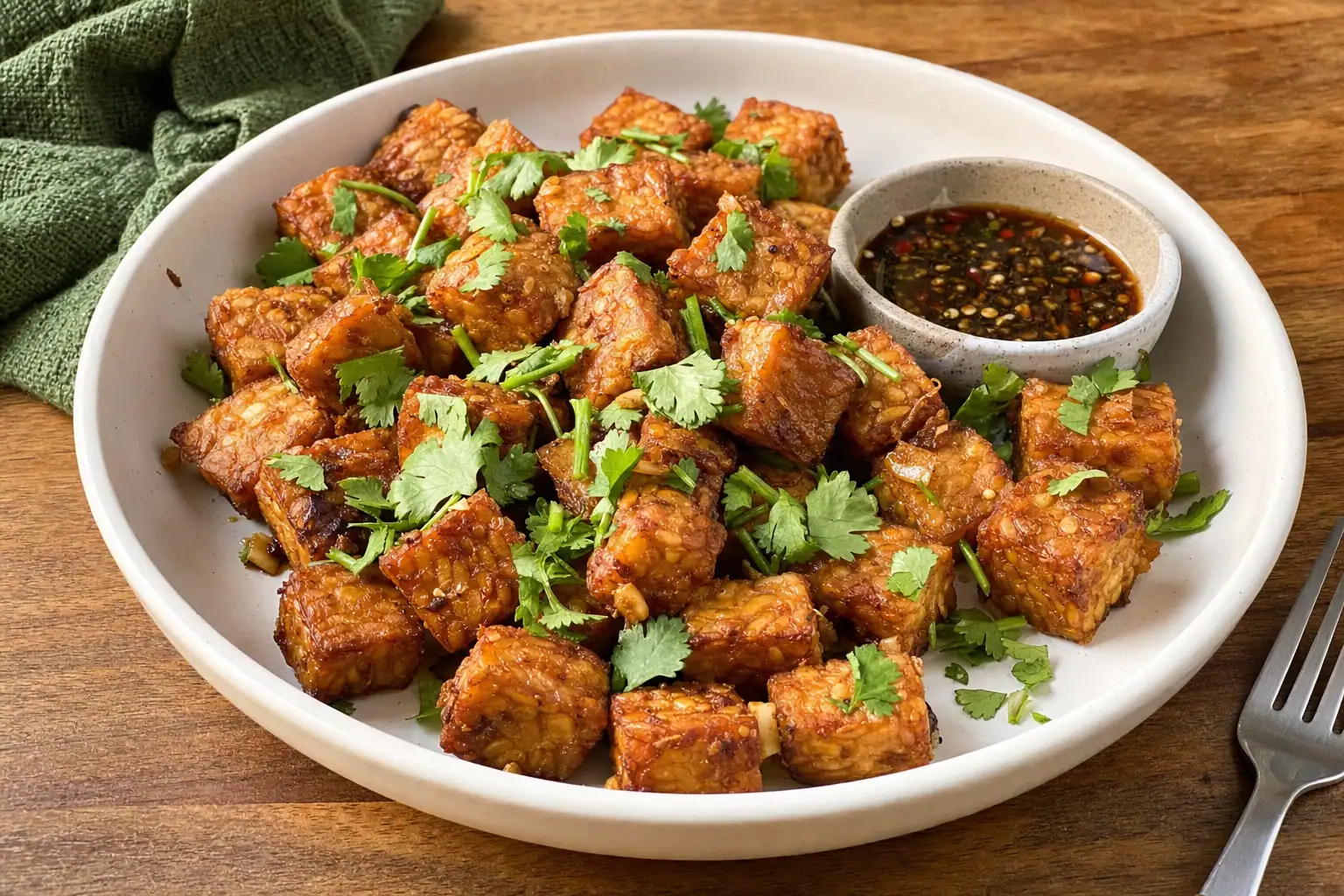 Fried Tempeh with Garlic and Coriander: fried tempe — Vegan Recipes recipe