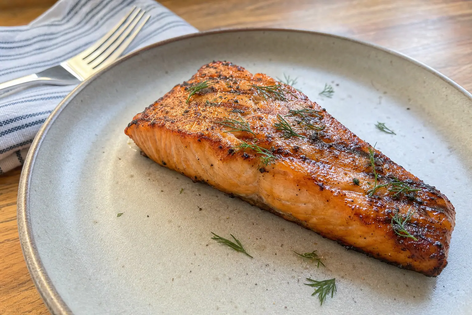 Grilled Salmon with Lemon and Herbs: skin-on grilled salmon fillets — Dinner recipe | Afoodrink