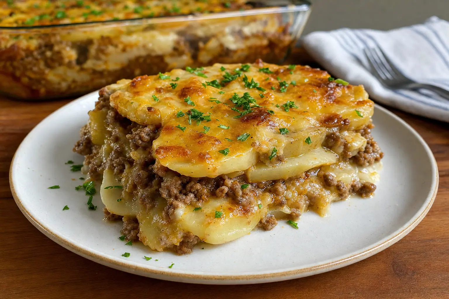Hamburger Potato Casserole: ground beef and potato casserole — Dinner recipe | Afoodrink