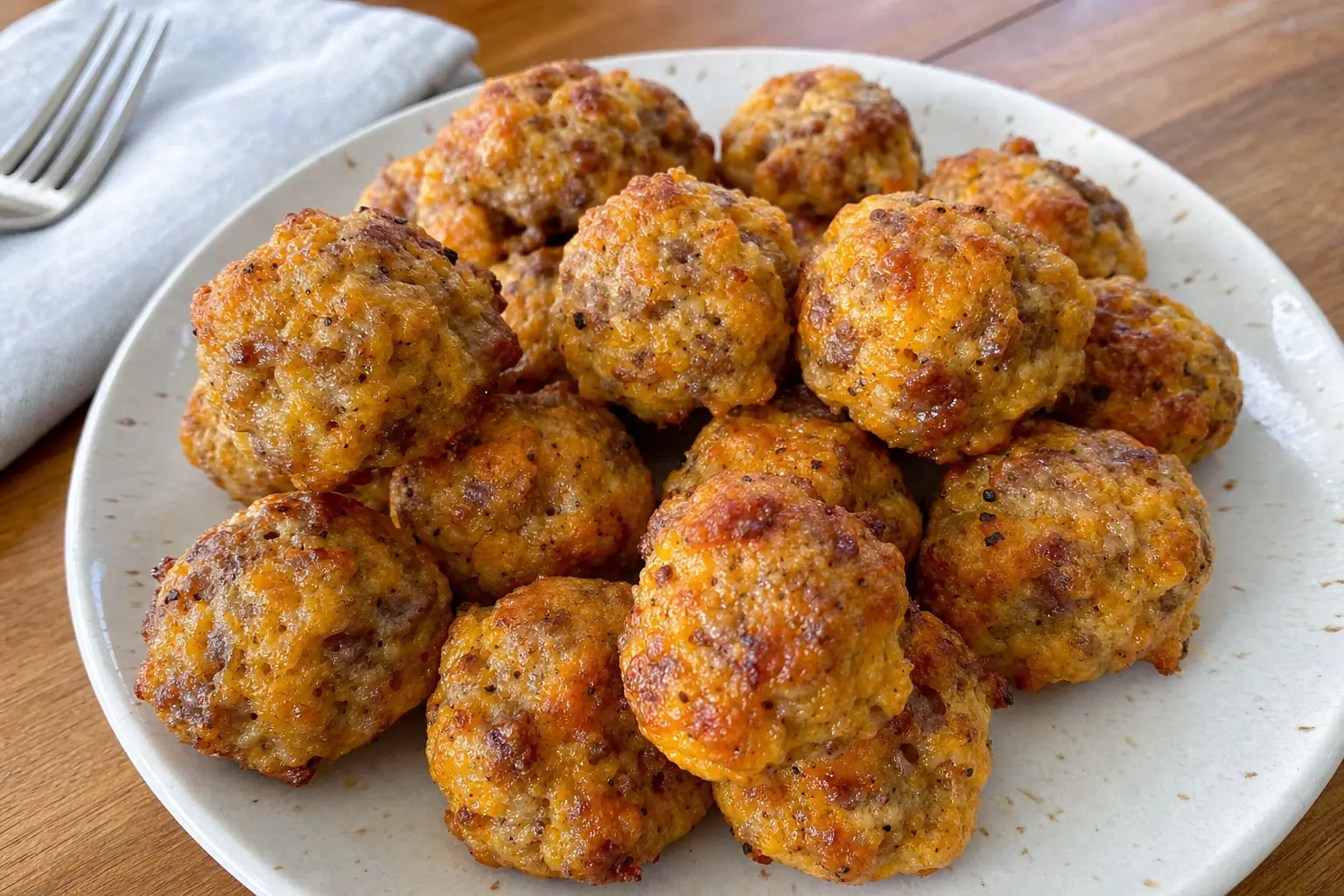 Sausage Balls: cheddar sausage balls with biscuit mix — Snacks recipe | Afoodrink