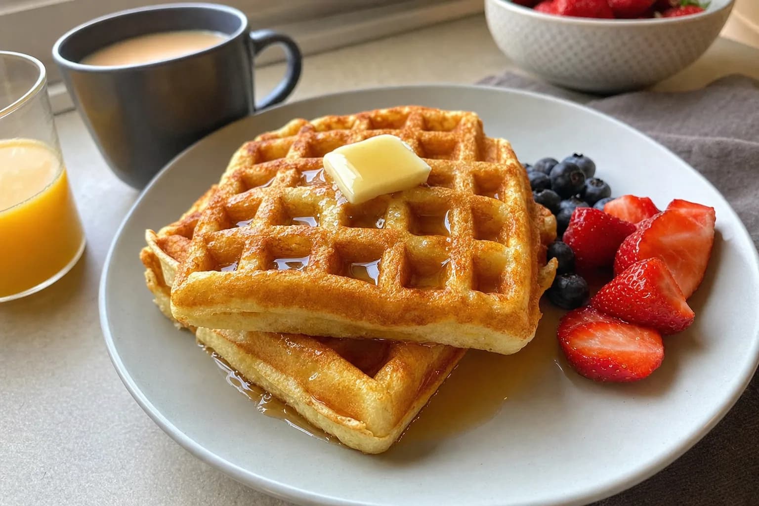 Classic Homemade Waffles: crispy waffles with tender centers — Breakfast recipe | Afoodrink