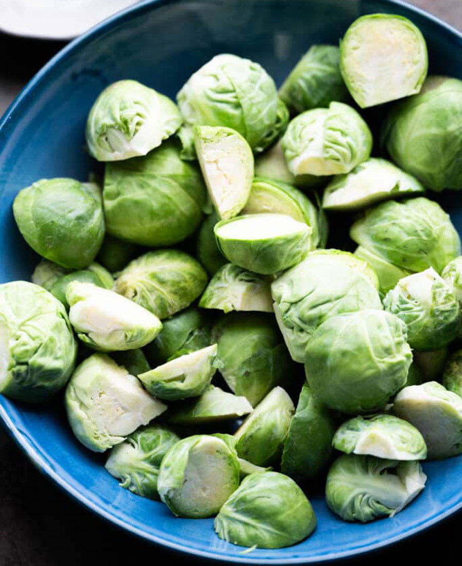 Split the Brussels sprouts in half
